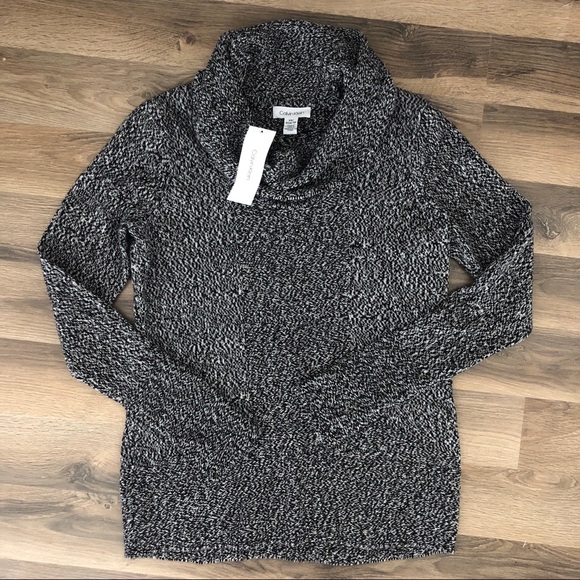 Calvin Klein Sweaters - Calvin Klein Black & White Knit Cowl Neck Sweater